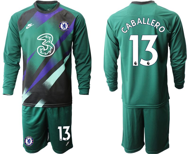 Men 2020-2021 club Chelsea Dark green long sleeve goalkeeper #13 Soccer Jerseys